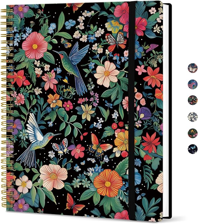 Taja Large Spiral Lined Journal for Women, 8.5" x 11" Notebooks for Work Collge Ruled, A4 Aesthetic Cute Journaling Notebooks for Writing, Plastic Cover, Hummingbird