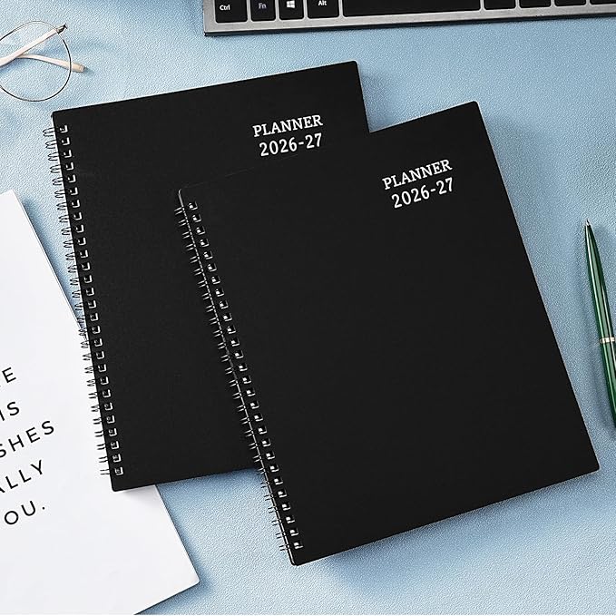 BooQool Planner 2026-2027 for Office, School, Home - Spiral Bound Academic Monthly Weekly Calendar July 2026 - June 2027 Organizer with To Do List, Tabs & PP Cover 8" x 10"