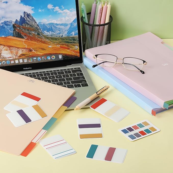 Mr. Pen- Sticky Index Tabs, 500 Pcs, 21 Sets, Colorful, Writable Colored Pages Markers Labels for Reading Notes, Books, Binders, Notebook, Folders and Classify Files, Water-Resistant