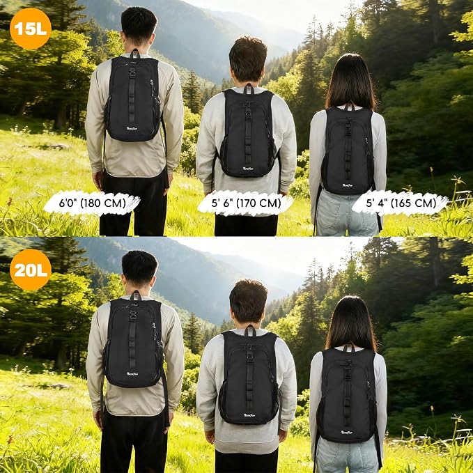 Seektop 15L Small Hiking Backpack for Women Men, Lightweight Hiking Daypack | Water Resistant, Foldable Packable Back Pack with Phone Pocket for Travel Camping Outdoor