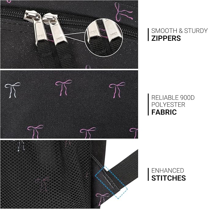 ZORFIN 26L Backpack for College, and Travel: Water Resistant Bookbag - Bow Black