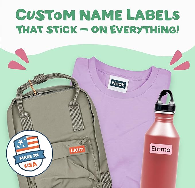 TagBuddy® Personalized Daycare Name Labels for Kids [70pcs] - Waterproof Name Stickers for School, Baby Bottles & Clothing - Custom Name Stickers - Washable Stick On Labels (1.2”x0.5”)