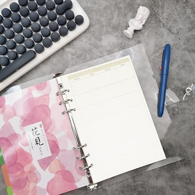 Zelten 1 Pack A5 45 Sheets/90 Pages Monthly Planner Loose Leaf Punched Paper Refills Paper for 6 Hole Binder Personal Organizer Diary Notebook Refillable Planner