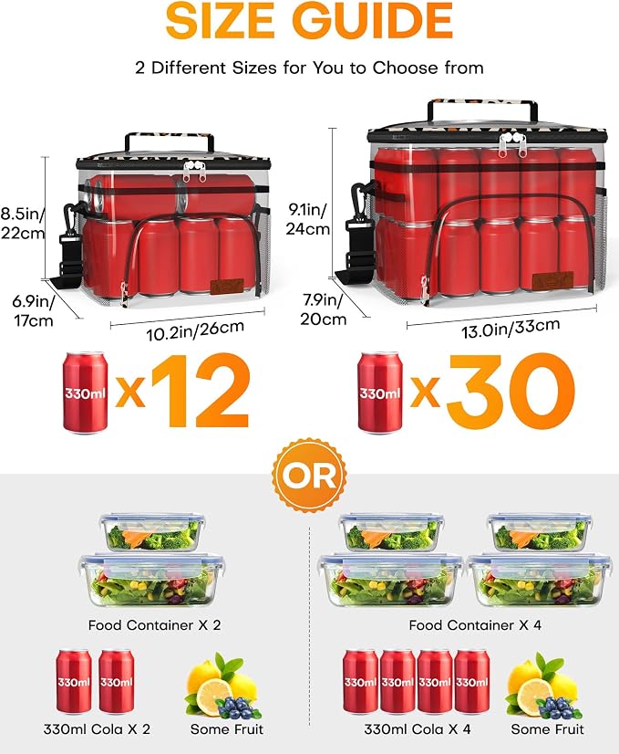 HOTOR Insulated Lunch Box Men Women Leak-Proof Cooler Lunch Bag 9L | 4 Pockets, Adjustable Strap, Ideal for Work, Picnic, Travel, Camping, Gift, Brown Leopard
