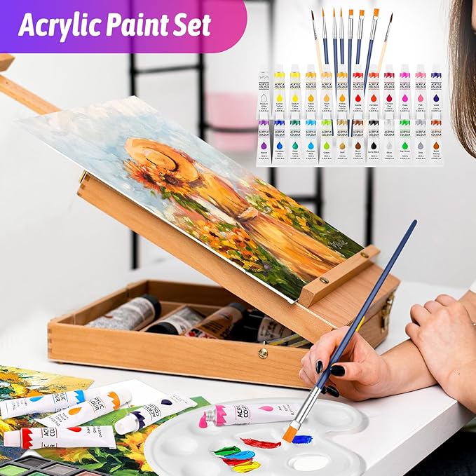 iBayam Gifts for Kids Teens Girls Women, 195-Pack Arts and Crafts Supplies for Adults Kids, Art Kits Paint Set for Acrylic Oil Watercolor Canvas Ceramic Rock Eggs Egg Tempera, Easter Basket Stuffers