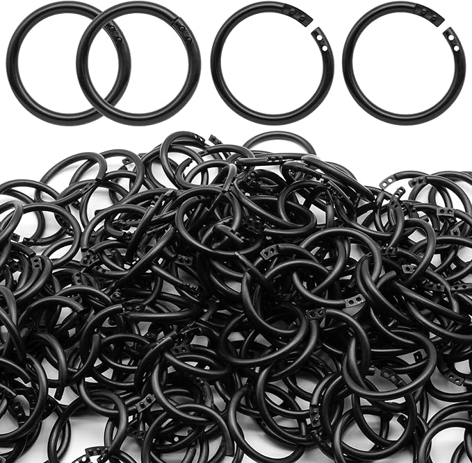 210 Pcs 1-1/3 Inch Plastic Binder Rings, Loose Leaf Binder Book Rings, Black Index Card Rings Binder Clip Rings for Flash Cards, Key Rings, Index Cards, Paper (35mm)