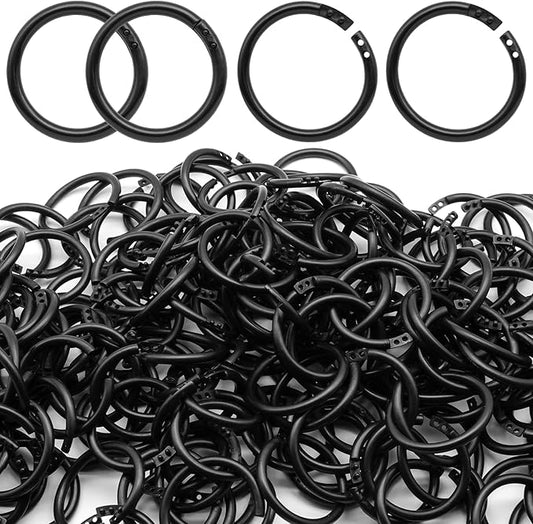210 Pcs 1-1/3 Inch Plastic Binder Rings, Loose Leaf Binder Book Rings, Black Index Card Rings Binder Clip Rings for Flash Cards, Key Rings, Index Cards, Paper (35mm)