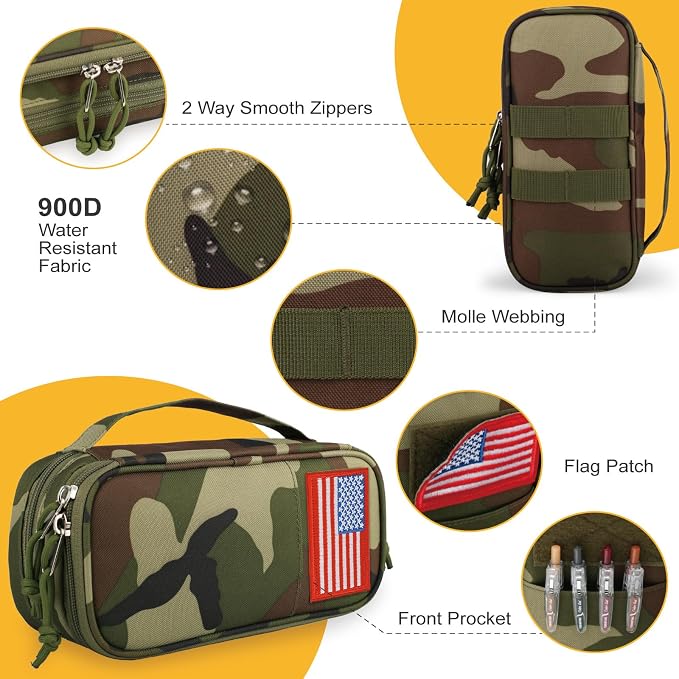 Tactical Pencil Case for Boy,Wide open Pen Pouch Bag with Handle for School | Marker Organizer Case Pen Box, Tool Bag Desk Organizer for School College Office Organizers for Kids Men Women Adult Teens