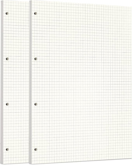 Zelten 2 Pack A4 90 Sheets/180 Pages Squared Loose Leaf Punched Paper Refills Paper for 4 Hole Binder Personal Organizer Diary Notebook Refillable Planner