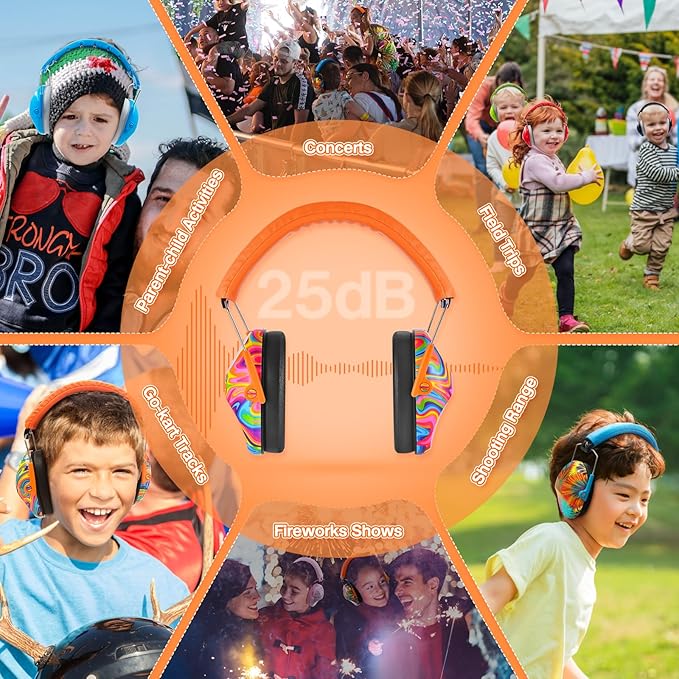 PROHEAR 032 Kids Ear Protection – Ear Muffs for Noise Reduction, 25NRR Noise Cancelling Headphones for Kids,Toddlers, Autism, Sensory Use, Hearing Protection – Orange