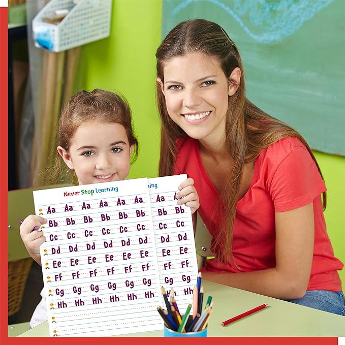 100 Sheets Ruled Writing Paper, Double-Sided Printing Skip-A-Line Ruled Writing Paper with Dotted Lines 1” Line Spacing Handwriting Practice Paper for Kindergarten Toddlers Kids (8” x 10.6”)