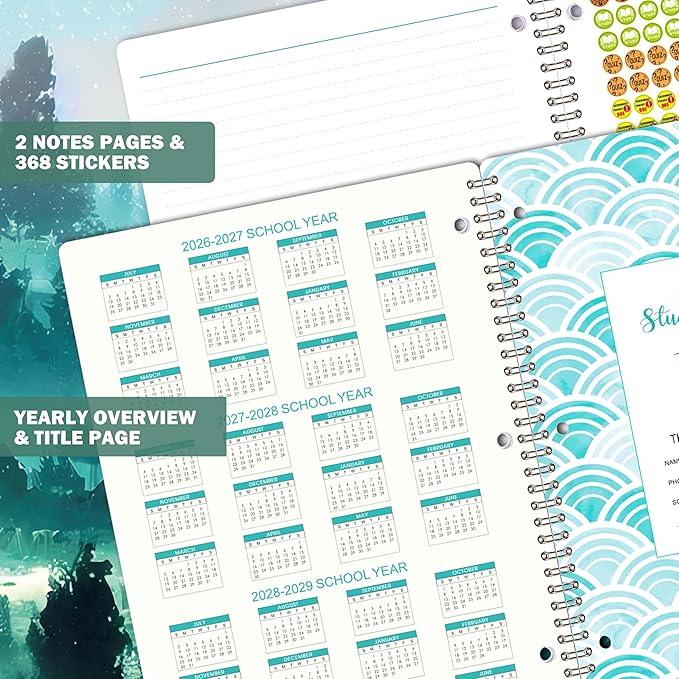 Student Planner 2026-2027, 11’’ x 9’’ Academic Year Planner (August 2026 - June 2027), School Planner 2026-2027, Weekly & Monthly Pages, Stickers, Twin-Wire Binding