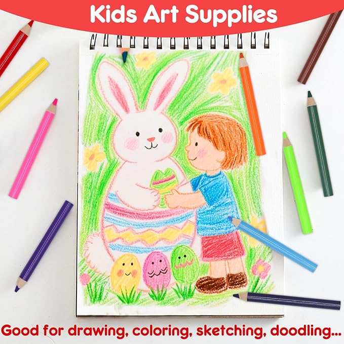 12 Colors Short Colored Pencils for Kids Toddlers, Thick Color Drawing Pencil with Sharpener, Art Pencils Drawing Supplies, Classroom Prizes Party Favors Bags, Easy to Color, Pre-sharpened