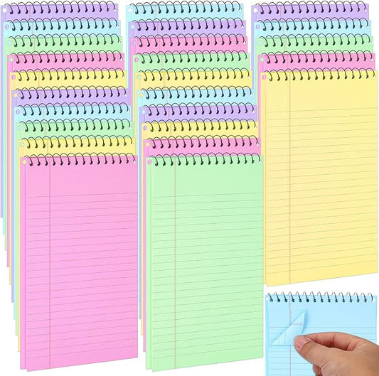 25 Pack Pastel Colored Legal Pads Top Bound Spiral Notebook College Ruled Steno Pads 8.5 x 11, 5 x 8 Inch Hard Cardboard Paper Notepad for Office School (5x8 Inch)