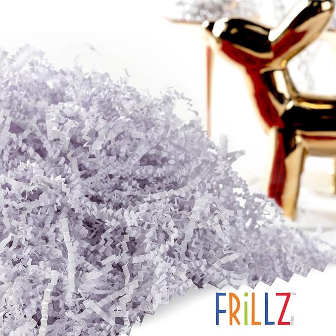 FRILLZ Crinkle Cut Paper Shred Filler for Baskets, Gifts, Packing and Protecting your Birthday, Weddings, Anniversary, Easter, and other gifts (1/2 pound, White)