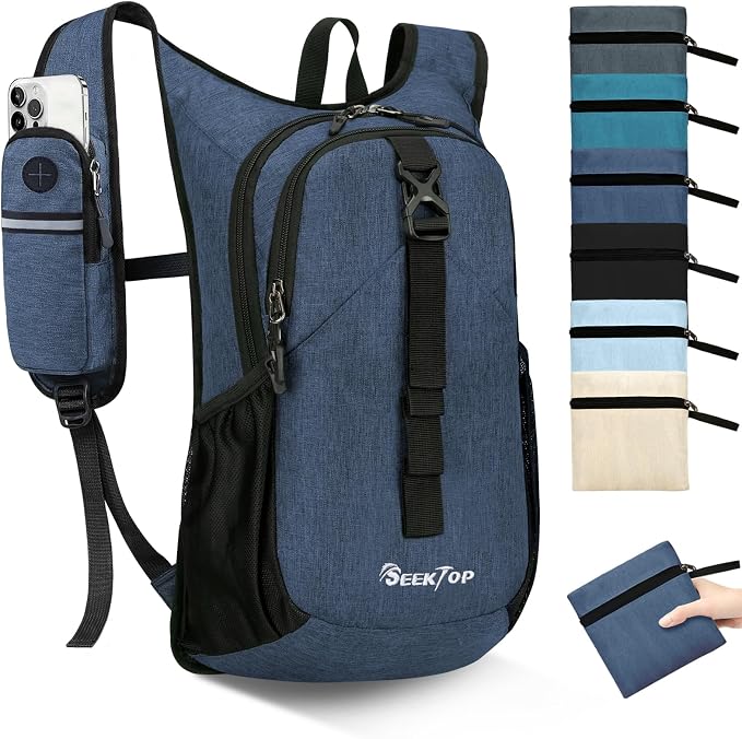 Seektop 15L Small Hiking Backpack for Women Men, Lightweight Hiking Daypack | Water Resistant, Foldable Packable Back Pack with Phone Pocket for Travel Camping Outdoor
