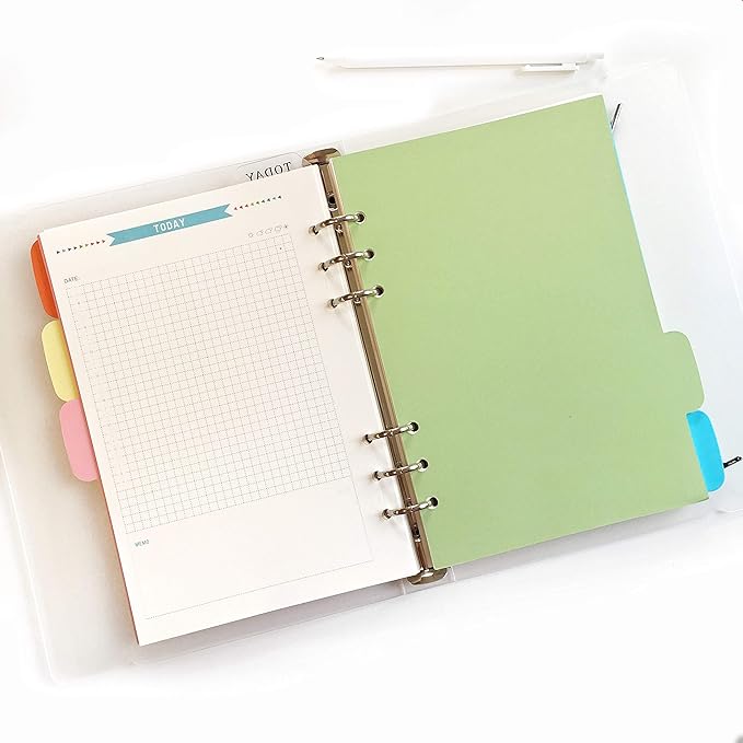 Zelten Refills/Loose Leaves for A5 Cover Ring Binder/Personal Organizer/Planner(A5 6 Holes, Divider Horizontal Colored Paper)