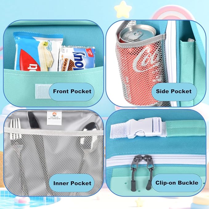 CaCTOUR Lunch Box Kids,Fun Color Lunch Box for Boys,Large Soft Cooler Lunch Bag for Kids,Back to School Thermal Insulated Lunch Tote Bag for School Daycare Outdoor (Teal)