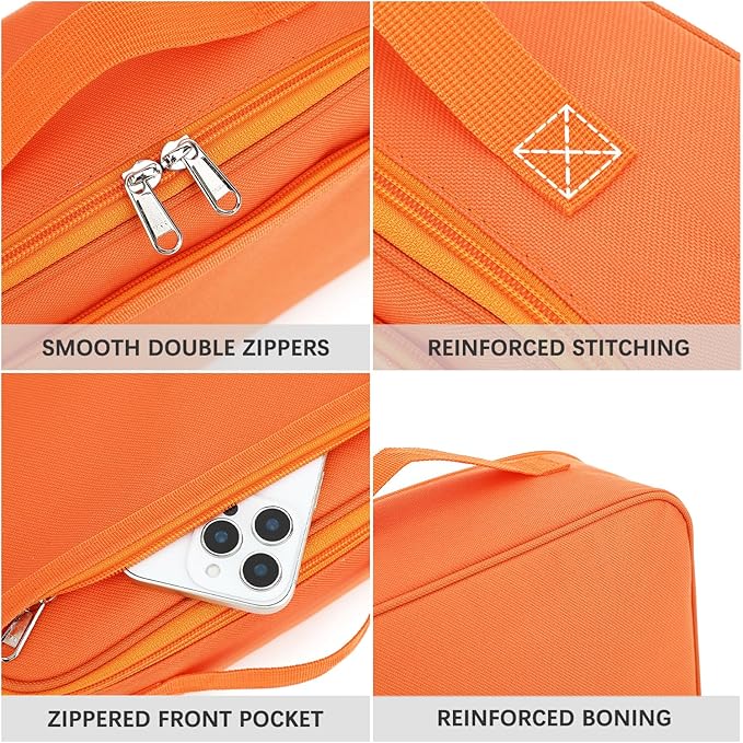 FlowFly Kids Lunch box Insulated Soft Bag Mini Cooler Back to School Thermal Meal Tote Kit for Girls, Boys, Orange