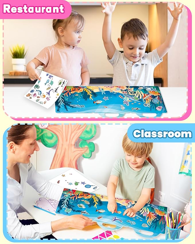 Walenced Reusable Sticker Book for Toddlers, Travel Stickers for Kids, Toddler Craft Activities Toys, Birthday Gifts for Boys & Girls
