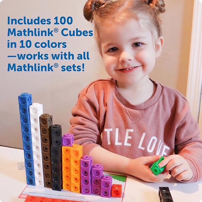 Learning Resources STEM Explorers MathLink Builders - 100 Pieces, Ages 5+ Kindergarten STEM Activities, Math Activity Set and Games for Kids, Mathlink Cubes Activity Set