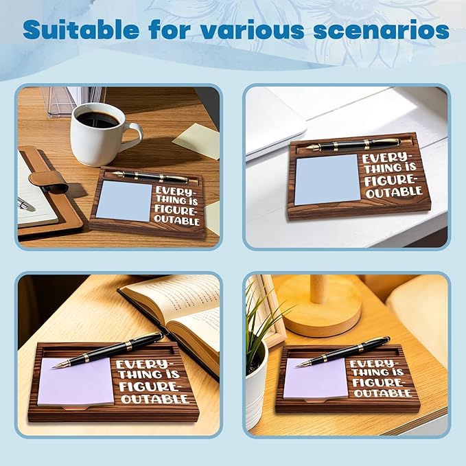 FOUGSTA Funny Office Gifts for Coworker, Gag Office Gifts for Coworker, Funny Desk Decor Gift for Coworker,Wooden Notepad Pen Holder With Funny Quotes,16.5 x 12 x 1.5 cm,XXN11