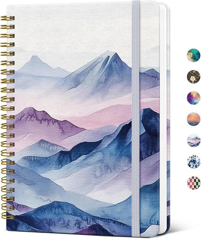Taja Lined Spiral Notebook Journal for Women A5(5.8" × 8.3"), Cute Hardcover Notebook for Work, School & Note Taking, Pretty College Ruled Journal for Writing, 140 Pages, Distant Peaks