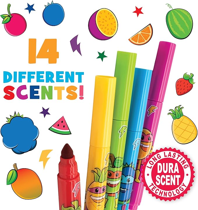 Smarkers - Washable Scented Markers, Assorted Colors, Medium Tip, 14 Count