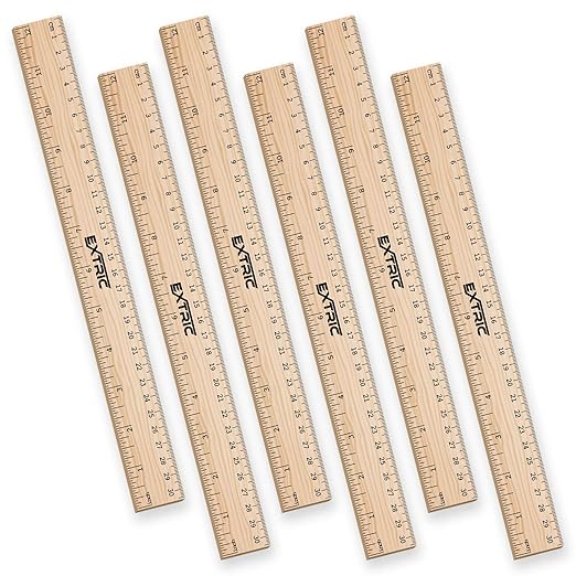Rulers 12 Inch, Rulers Bulk Wooden Ruler for Kids 6 Pack Great for School, Classroom, Imperial and Metric Measurements for Office and Home