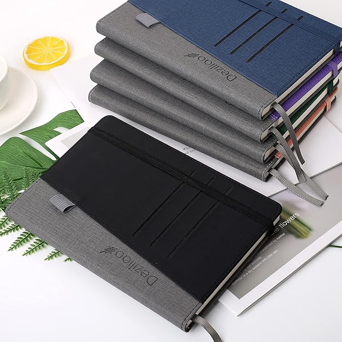 Lined Journal Notebooks with Pen Loop, Hardcover Notebook Journal for Work, 100Gsm Premium Thick Paper with Inner Pocket, Medium 5.7''''x8.4'''', ?Black, Ruled, 1 Pack