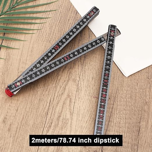 Oil Tank Measuring Stick, 10 Fold 78" Solid Wood Folding Fuel Gauge Stick Ruler for Deep Storage Tanks (Black)