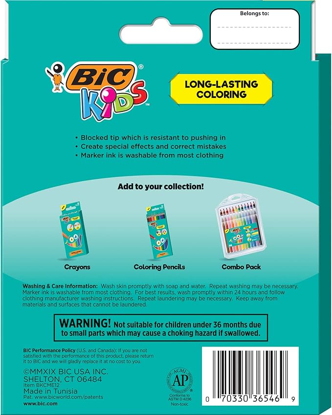BIC Kids Coloring Magical Effects Markers, Medium Bullet Tip, Assorted Colors, 12/Pack