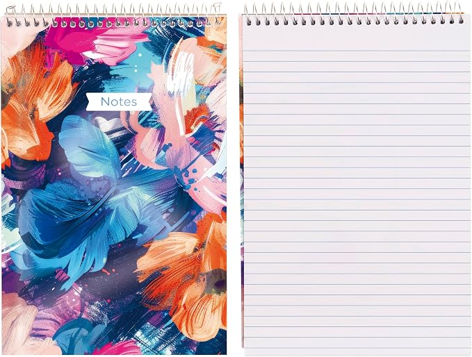 Blueline® XTREME White Steno Pad, 6" x 9.5", Top Spiral, 120 Pages, Ideal for School, Office, Notes, Lists & Planning, Tropical Design (313604)
