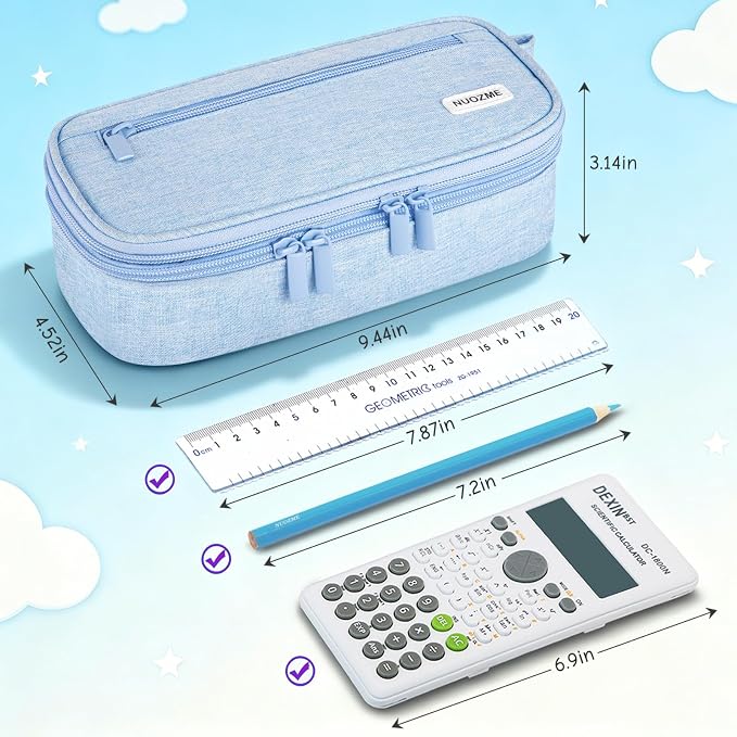 Double Layer Large Big Capacity Pencil Case Pouch Bag with Double Zipper | 5 Compartments Multiple Pockets, Aesthetic Canvas Stationery Pen Case Bag for Teens Girls,Boys,Students,College