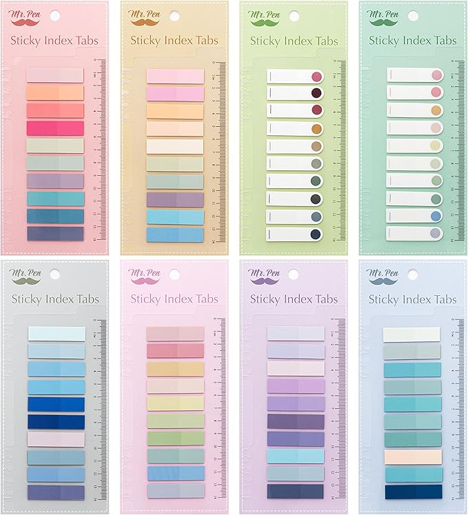 Mr. Pen- Colorful Sticky Tabs, 1600 pcs, Translucent Page Markers, Water-Resistant Book Tabs for Annotating, Bible Study, Planning, Indexing & Document Organization