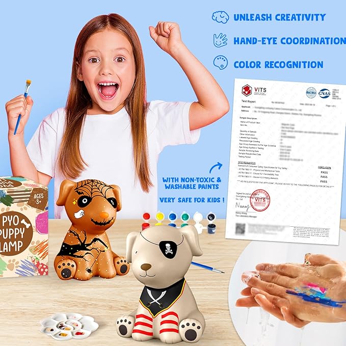 Goody King Paint Your Own Dog Lamp Kit, DIY Night Light, Crafts for Teens Girls Boys, Arts & Crafts for Kids Ages 8-12, Painting Kit for Kids, Room Decoration, Birthday Gift for Kids Ages 3 4 5 6 7 8+