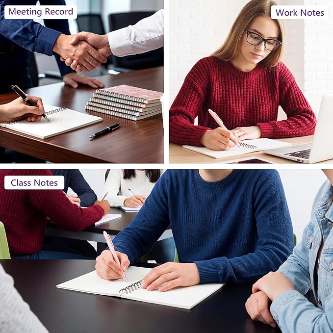 Fuutreo 12 Pcs Spiral Notebook for Work A5 8.3 x 5.7 Inch College Ruled Spiral Journal Notebook Kraft Cover Ruled Paper, 12 Color, 60 Sheets, 120 Pages for Office School(Sweety,Innovative)