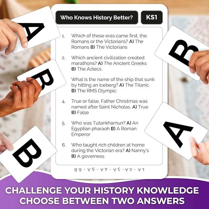 Board Games for Kids 8-12 – Family Card Games for Kids and Adults – History Trivia Cards for Family Game Night – Who Knows History Better – 500+ Questions – Fun Card Game for Families and Teens