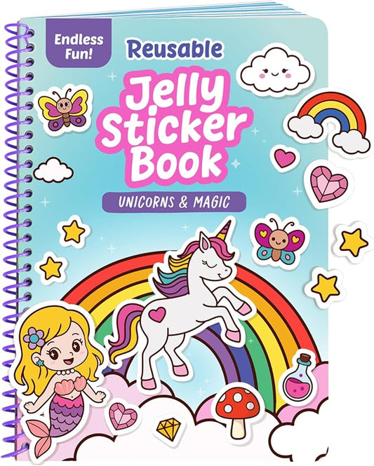 Unicorn Sticker Book - 50 Reusable Stickers for Girls - Unicorn Toys for Ages 3-5, No Mess Travel Toys & Road Trip Activities for Kids - Reusable Sticker Books for Toddlers 1-3 2-4, Litlte Girl Gift
