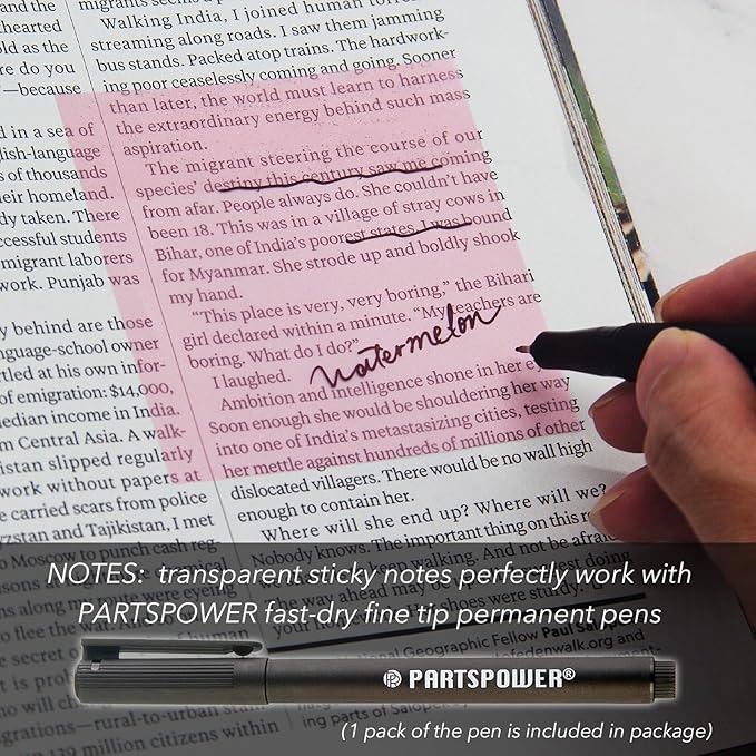 PARTSPOWER Super Transparent Sticky Notes, Jewel Tones 4 Packs 3X3 Inch See Through Annotating Sticky Notes for Annotating, Bible Study Supplies, Office School Supplies