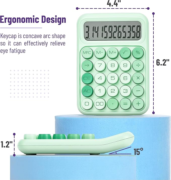 Mr. Pen- Mechanical Switch Calculator, 12 Digit Large LCD Display, Green with Big Buttons, Mechanical Switch Calculator for Home, School, Office