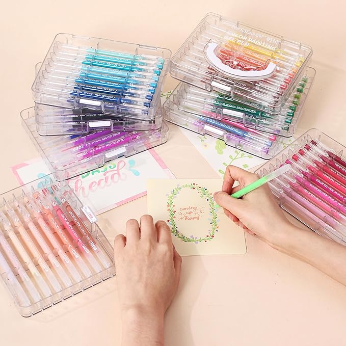Acrylic Gel Pens for Coloring, 45 Pack Colored Gel Pens for Black Paper & White Paper, 0.6mm Fine Point Colorful Pens for Adult Drawing, Journaling, Note Taking, Doodling, Art Supplies