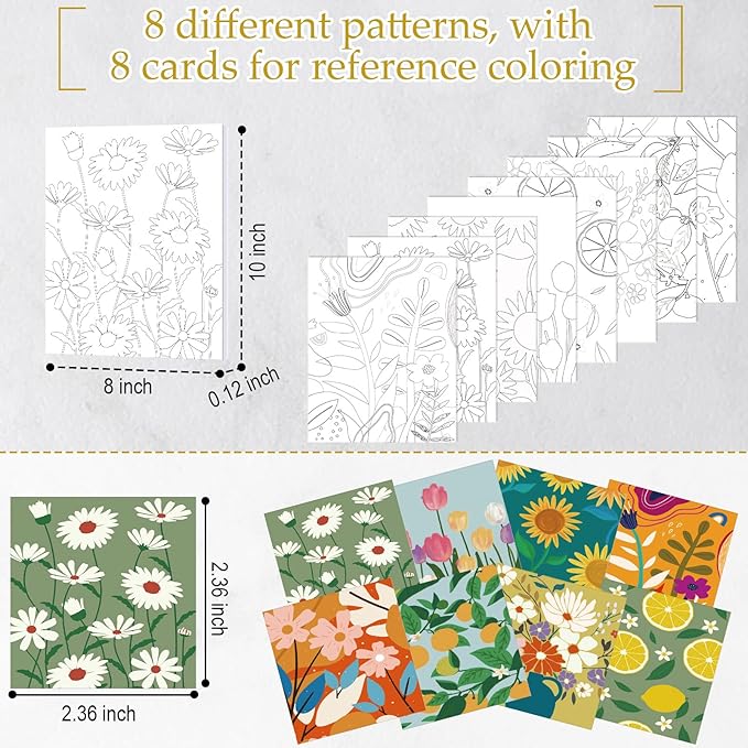 Cholemy 36 Pcs Paint and Sip Kit for Adults 8''x10'' Pre Drawn Canvas for Painting DIY Afro Acrylic Painting Kit Wood Easel Brushes Date Night Bulk for Father's Day Party Gifts(Flowering)