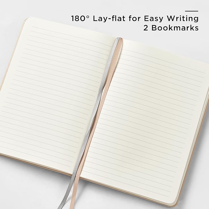 &And Per Se Lined Journal and Pen Set, A5 Leather Hardcover Notebook with Pen & Stationary Set, 160 Pages 100GSM Thick Ruled Paper Journal for Business Work Writing (Light Apricot)