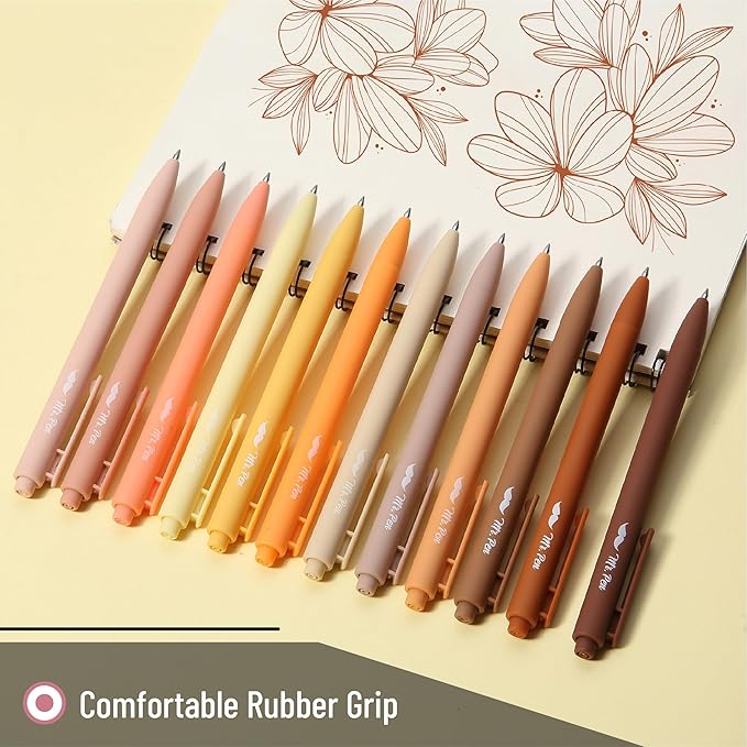 Mr. Pen- Retractable Gel Pens, 12 Pack, Assorted Color Ink, Fine Point 0.5mm, Fast Dry, Smooth Writing, Cute Pens for Drawing, Writing Planner and School Supplies