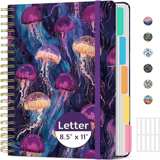 Taja Pretty Large Spiral Lined Notebook for Work with 5 Removable Dividers