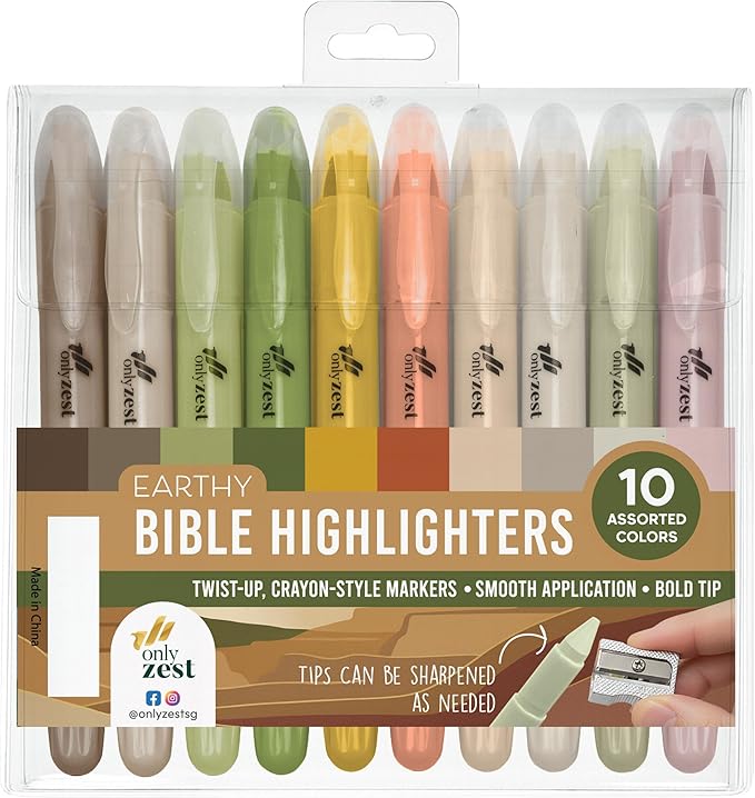 10 Pack Bible Safe Highlighters - Earthy Color, Wax Highlighters No Bleed, Scripture Markers for Journaling, Study Accessories and School Supplies
