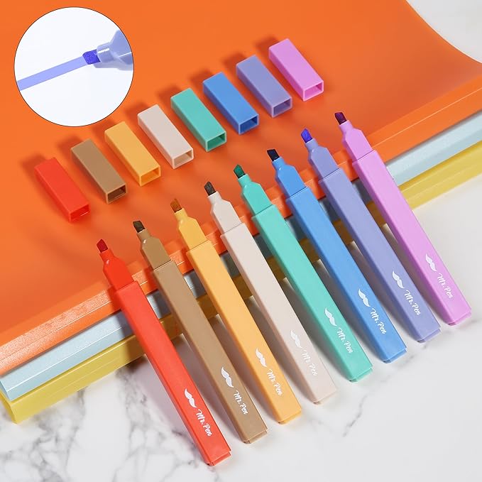 Mr. Pen- Aesthetic Highlighters No Bleed, 8 Pack, Rainbow Rangers, Chisel Tip, Cute Highlighters Assorted Colors for Journaling, Highlighting, Underlining, Fast Dry, Back to School Supplies