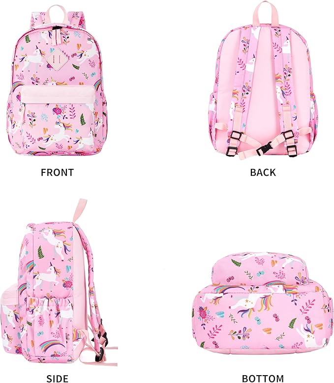 KK CRAFTS Preschool Backpack Kindergarten Little Kids Toddler Elementary School Backpacks for Boys and Girls with Chest Strap(15Inch, Pink Unicorn)