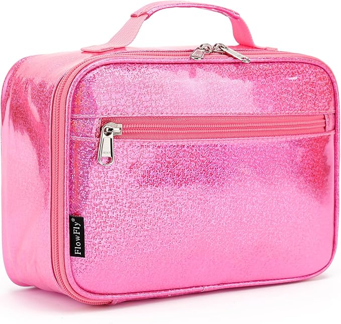 FlowFly Kids Lunch box Insulated Soft Bag Mini Cooler Back to School Thermal Meal Tote Kit for Girls, Boys,Pink